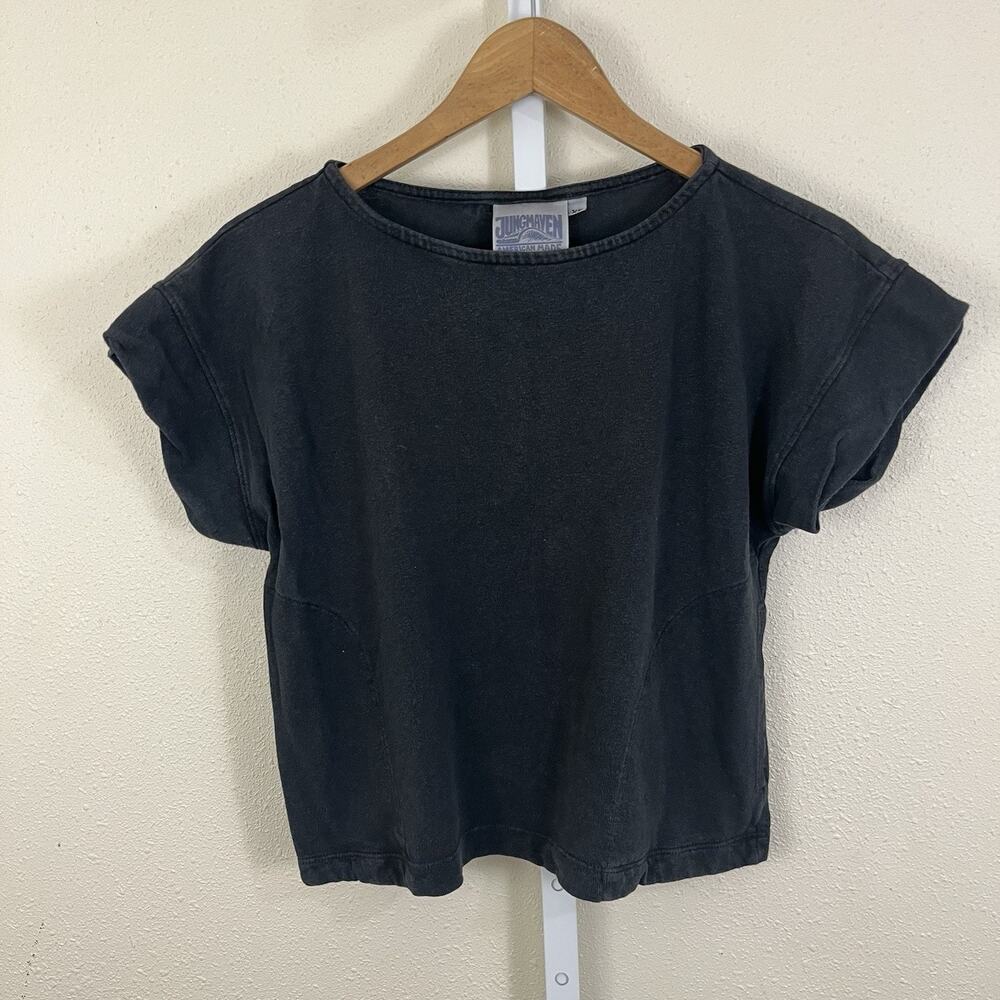 Jungmaven Boxy Cropped Hemp Organic Cotton Tee Womens XS Soft Black